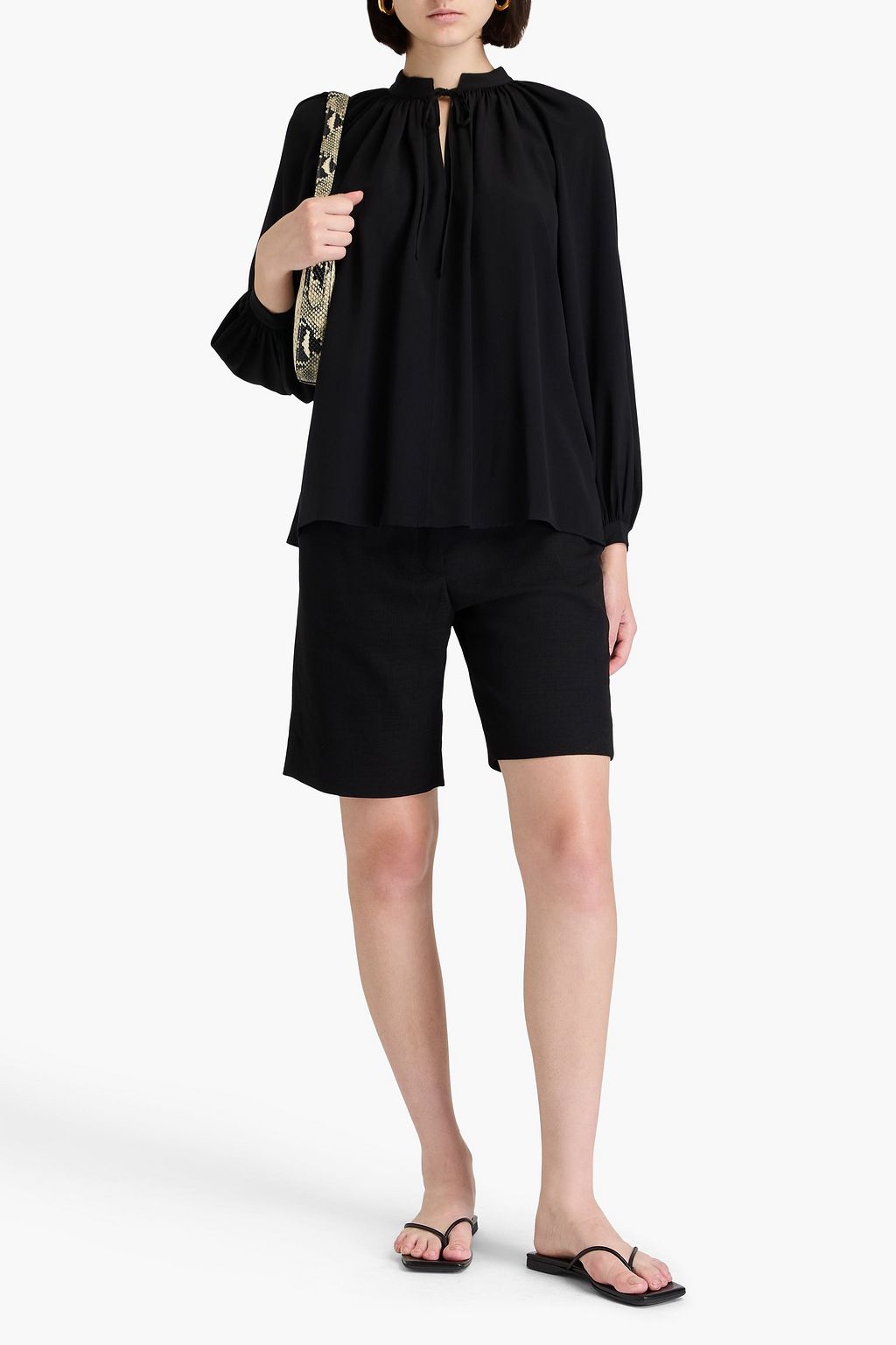 JOSEPH Gathered silk crepe de chine blouse