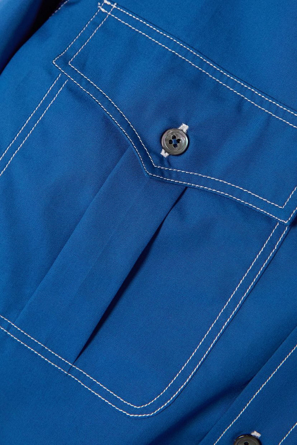 Sébline Topstitched Cotton-poplin Shirt In Blue