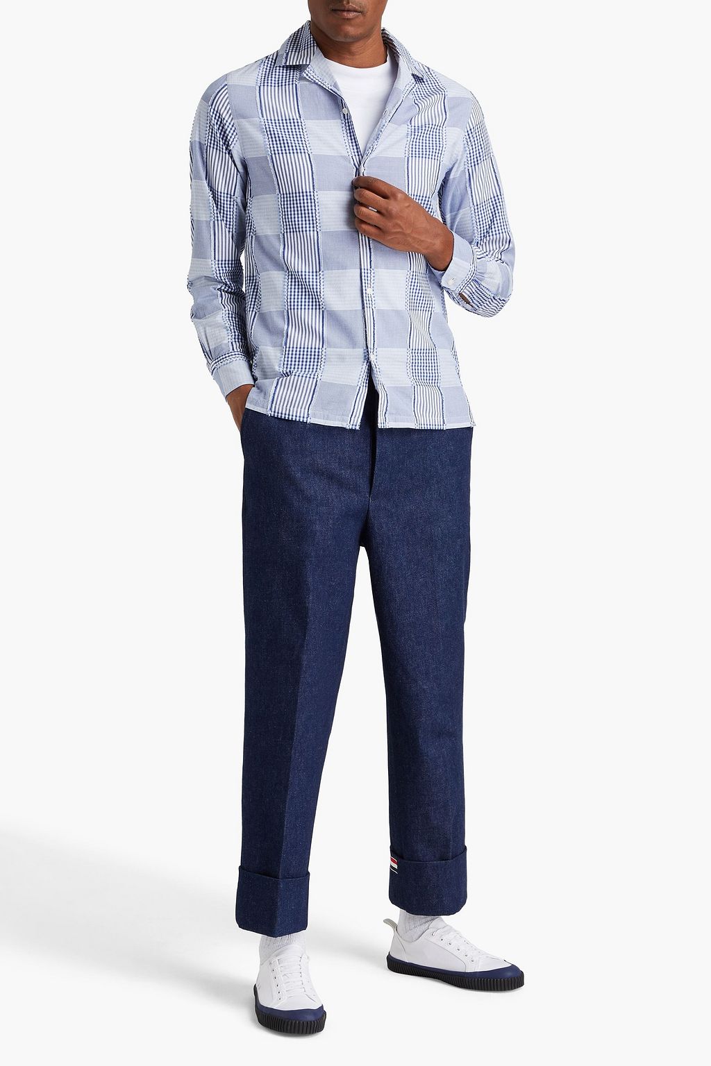 OFFICINE GÉNÉRALE Checked cotton-jacquard shirt