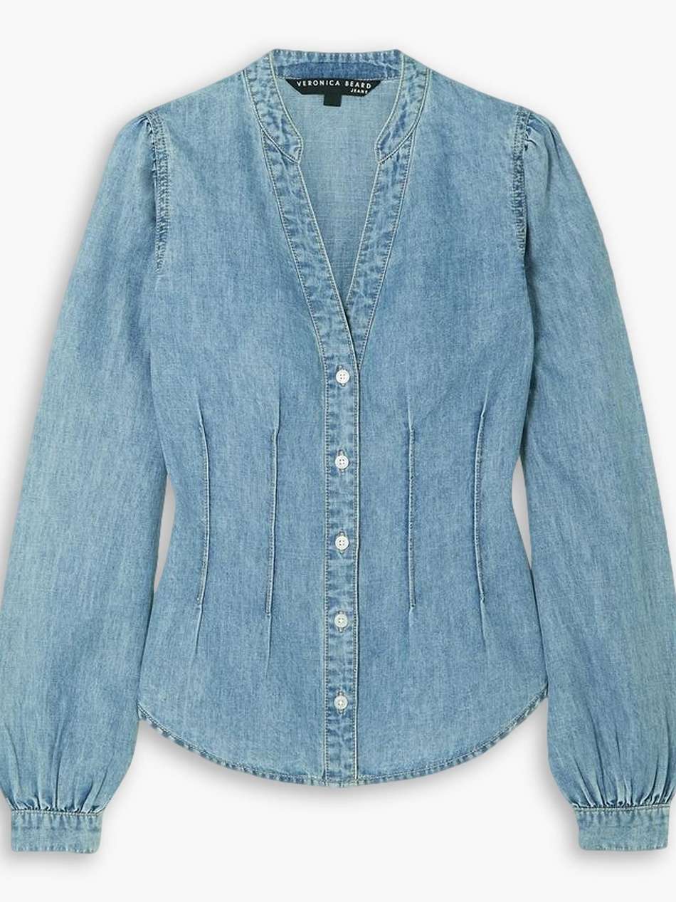 sedona cotton and lyocell-blend chambray blouse