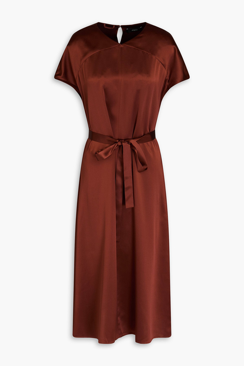 Joseph Silk-satin Midi Dress In Brown