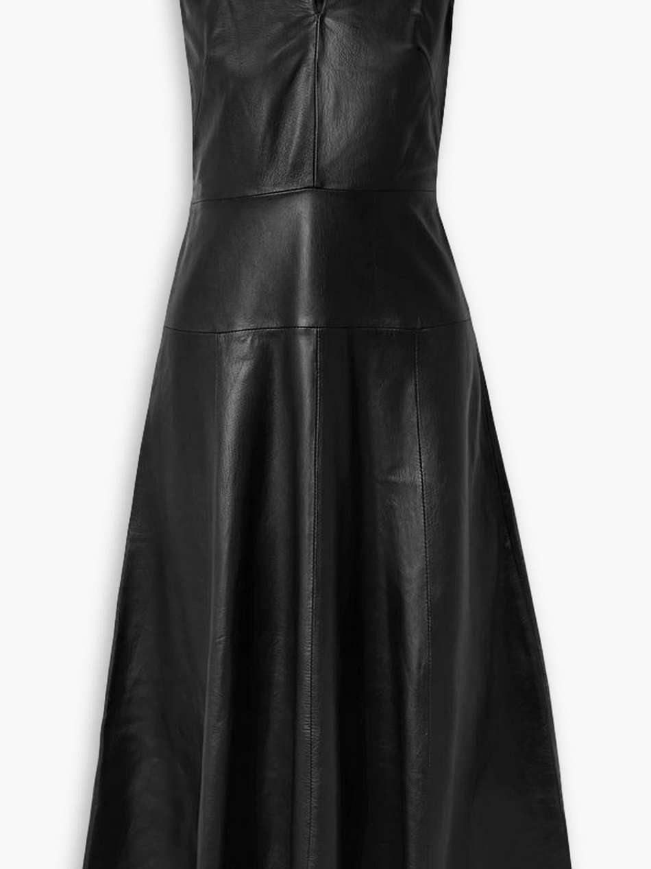 ronnie paneled leather midi dress
