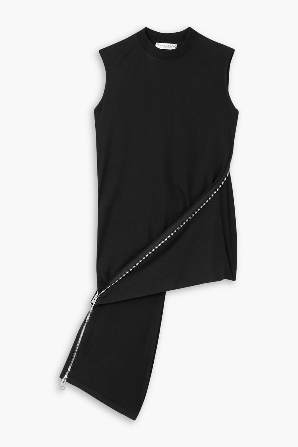 Jw Anderson Asymmetric Zip-detailed Jersey Tank In Black