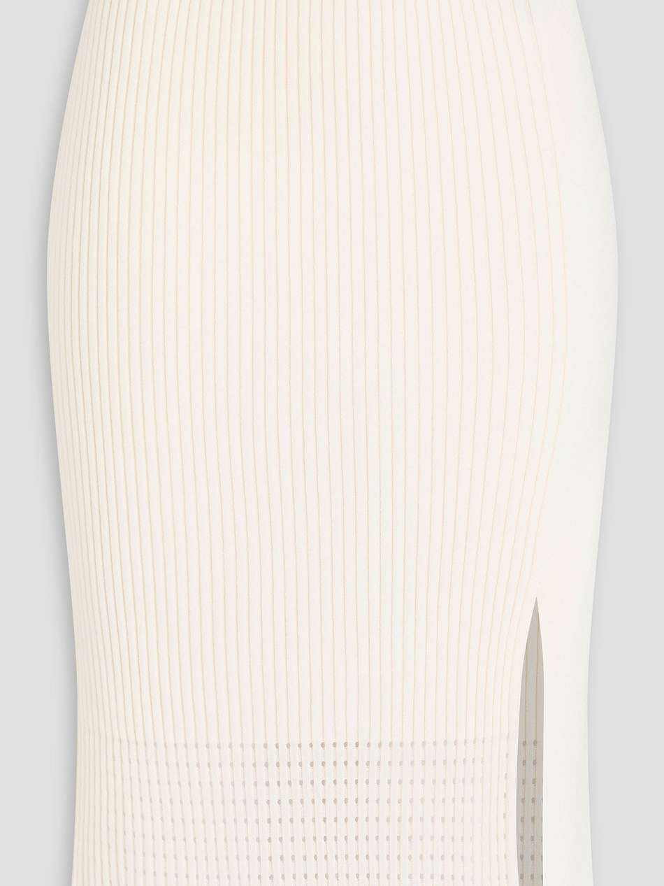 pointelle-trimmed ribbed-knit skirt