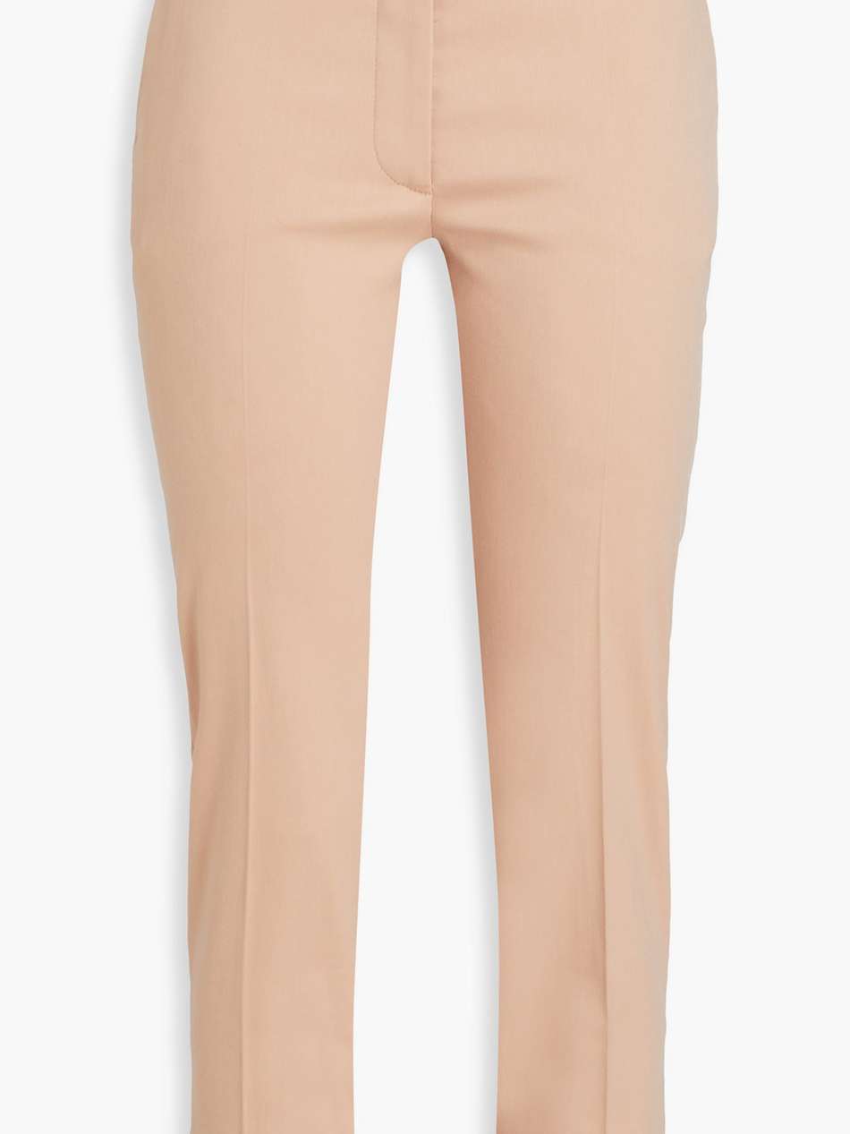cropped cotton-blend poplin slim-leg pants