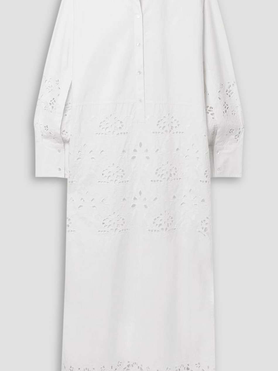 louanne broderie anglaise-trimmed cotton-poplin maxi shirt dress