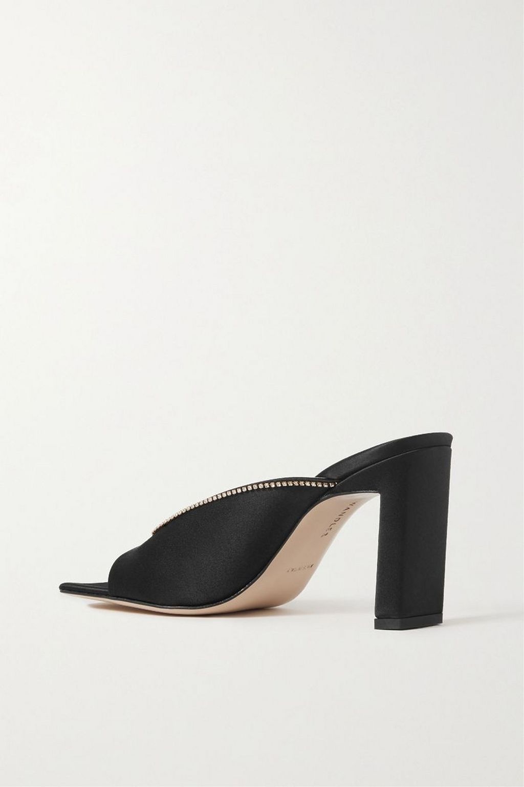WANDLER Isa crystal-embellished satin mules