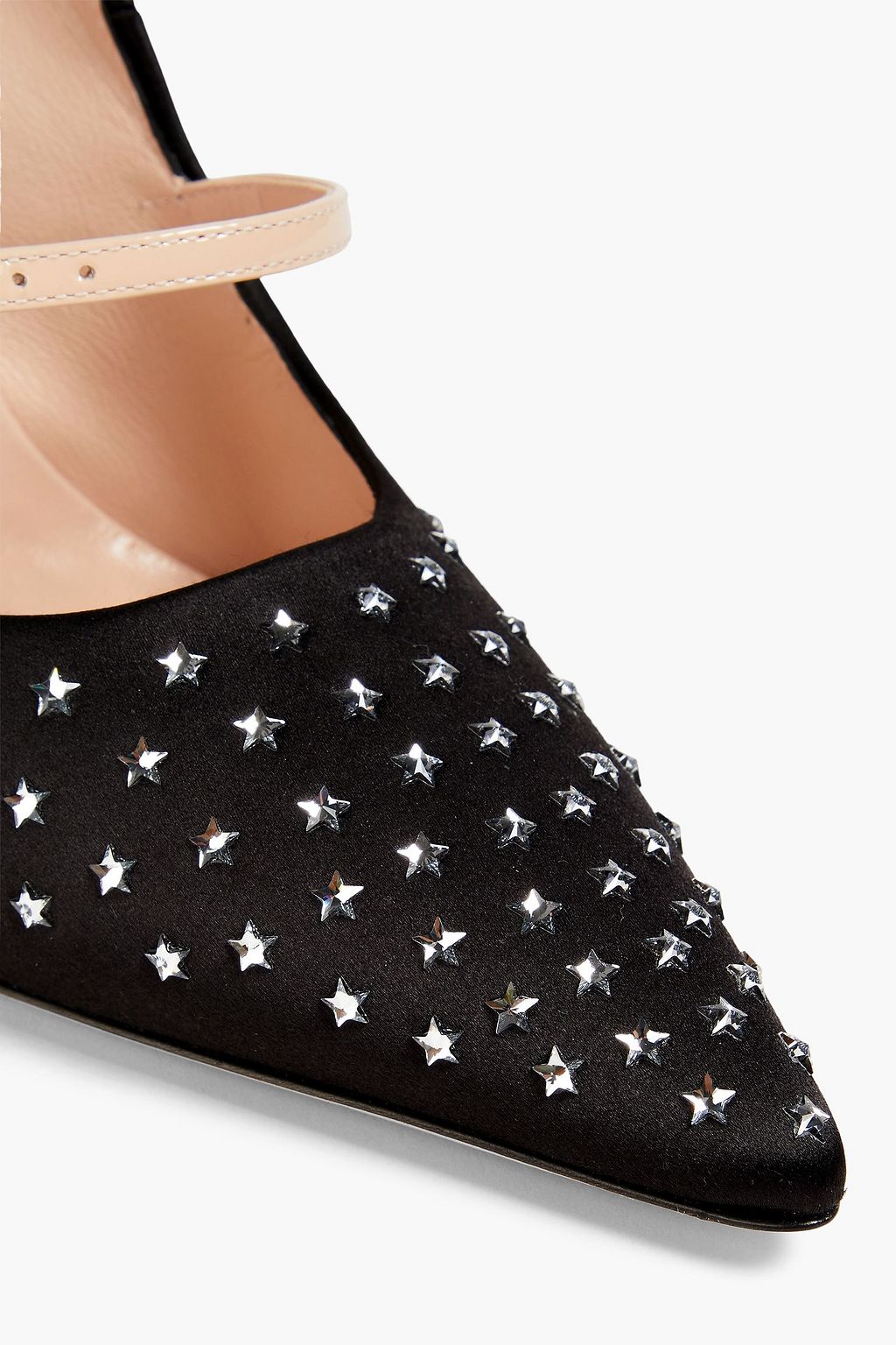 GUCCI Crystal-embellished satin pumps