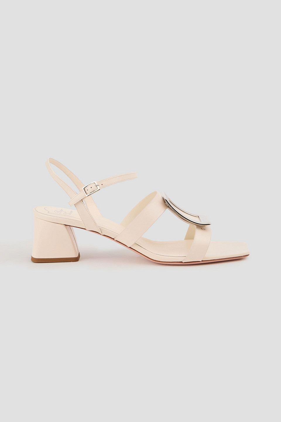 Roger Vivier Slingback-sandalen Aus Leder Mit Zierschnallen In Creme