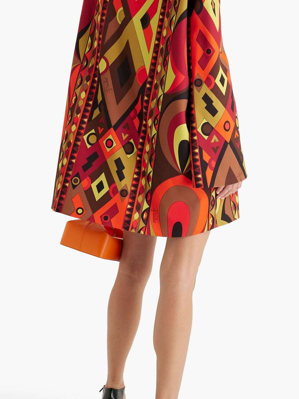 printed crepe and satin-twill mini dress