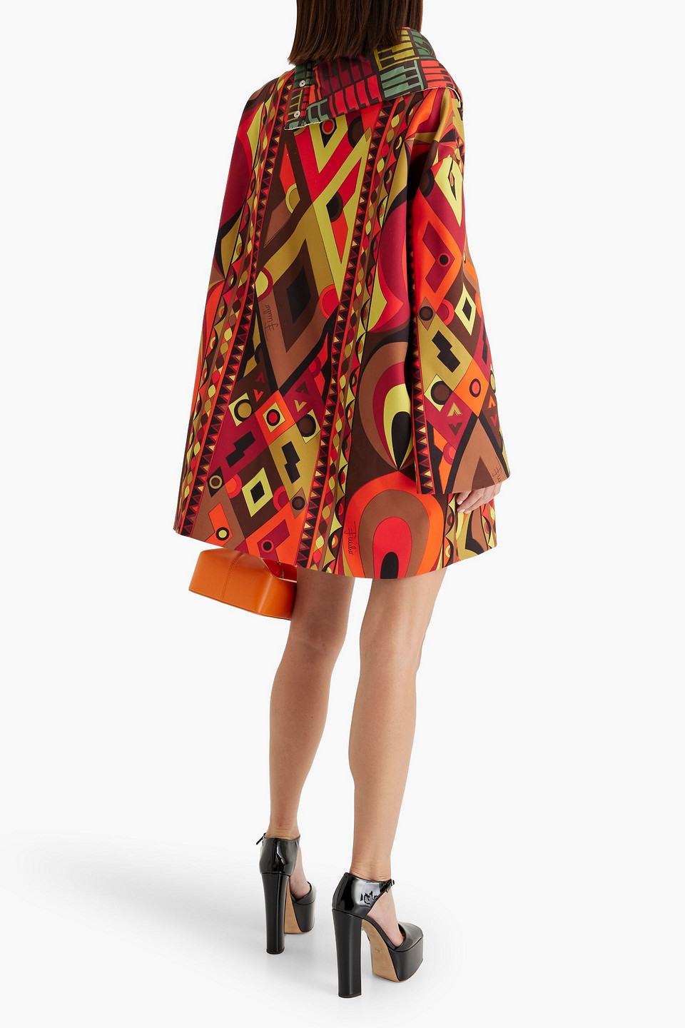Pucci Printed Crepe And Satin-twill Mini Dress In Orange