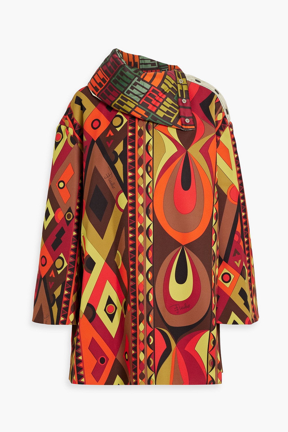 Pucci Printed Crepe And Satin-twill Mini Dress In Orange