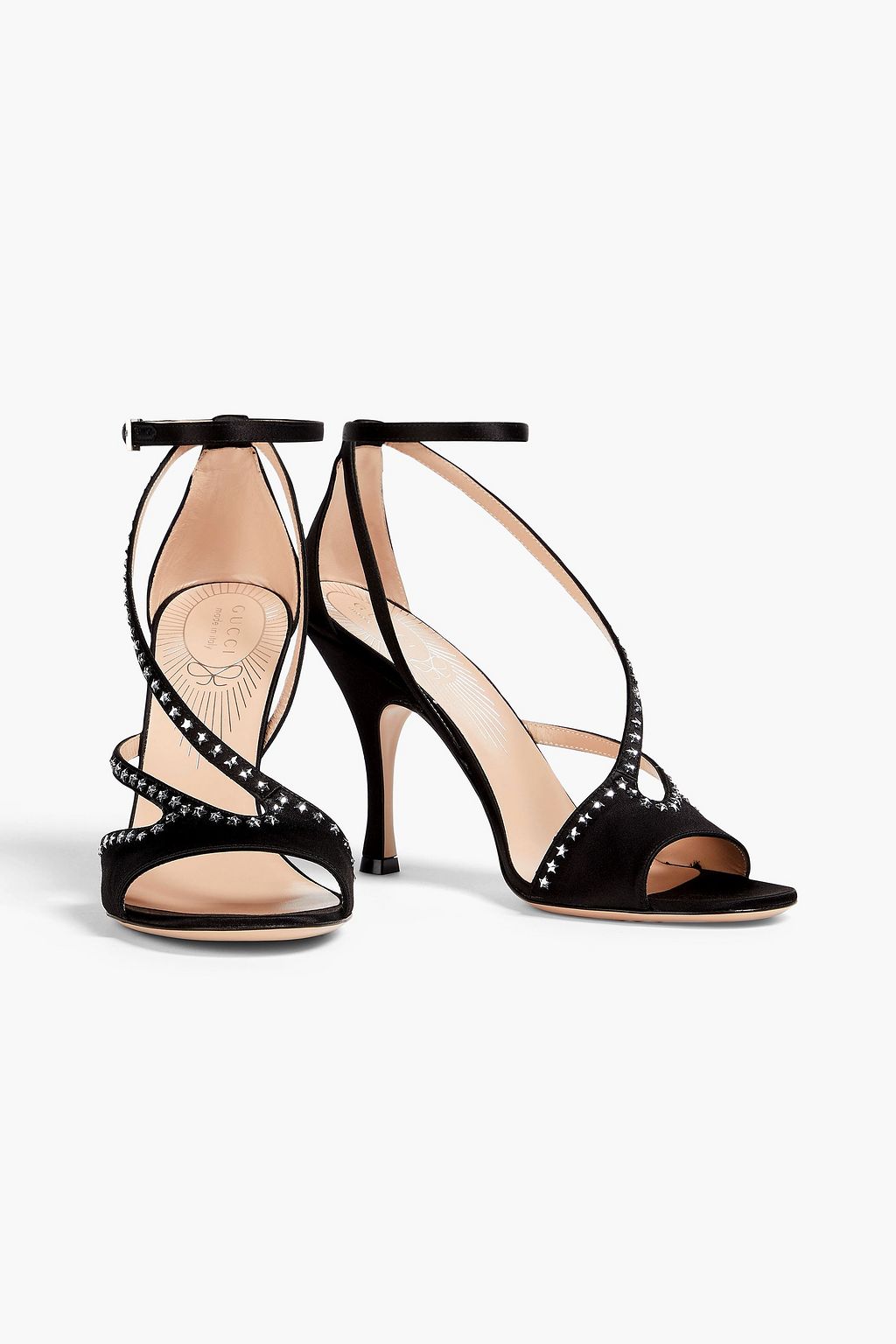 GUCCI صندل من الساتان مزين بالكريستال