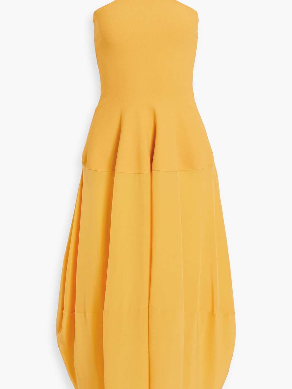 stretch-knit and silk crepe de chine midi halterneck midi dress