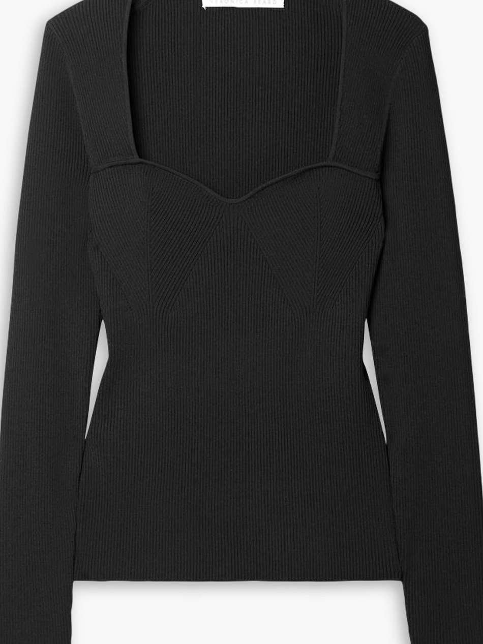 gladys ribbed stretch-knit top