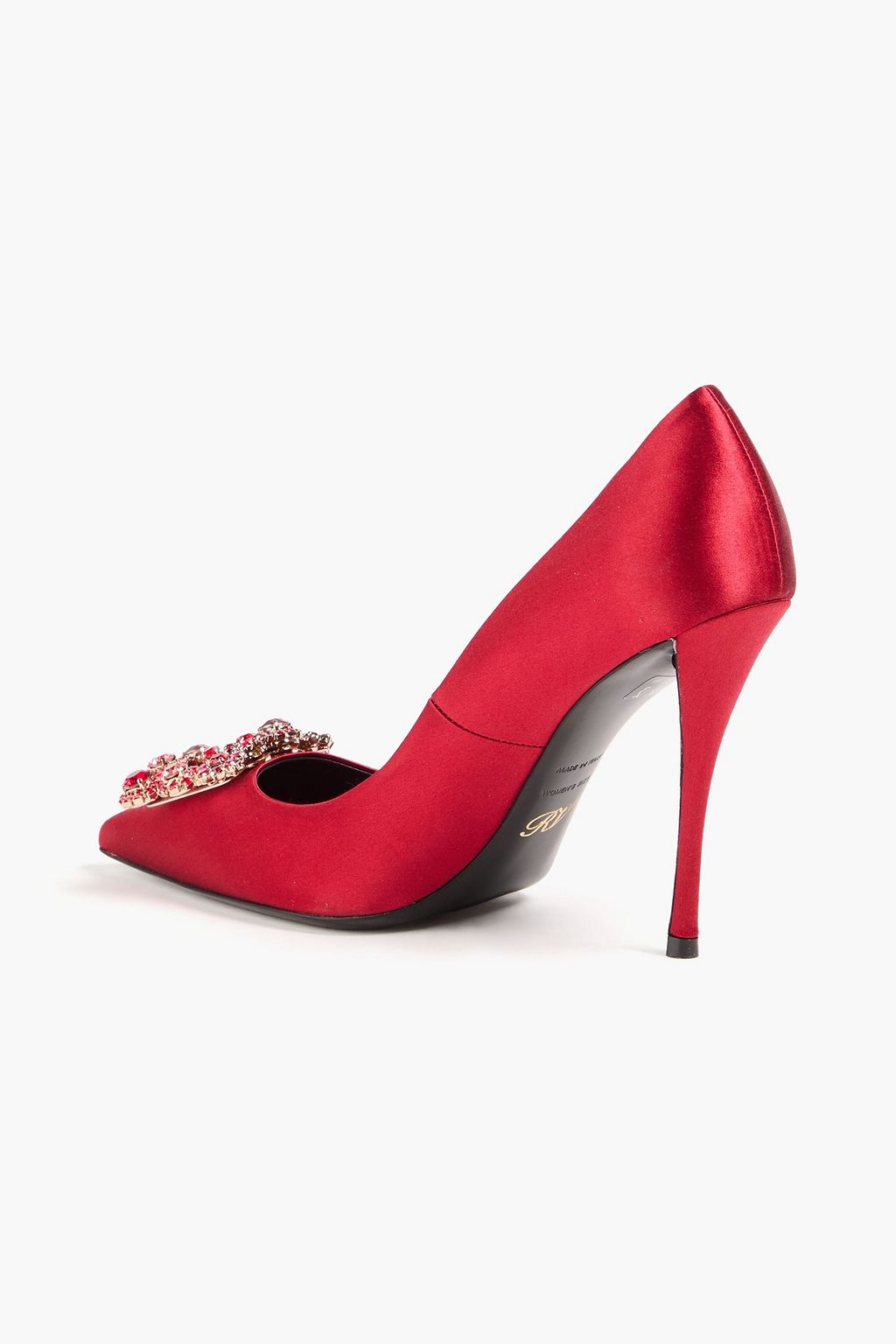 ROGER VIVIER حذاء بامب مصنوع من الساتان ومزين بالكريستال