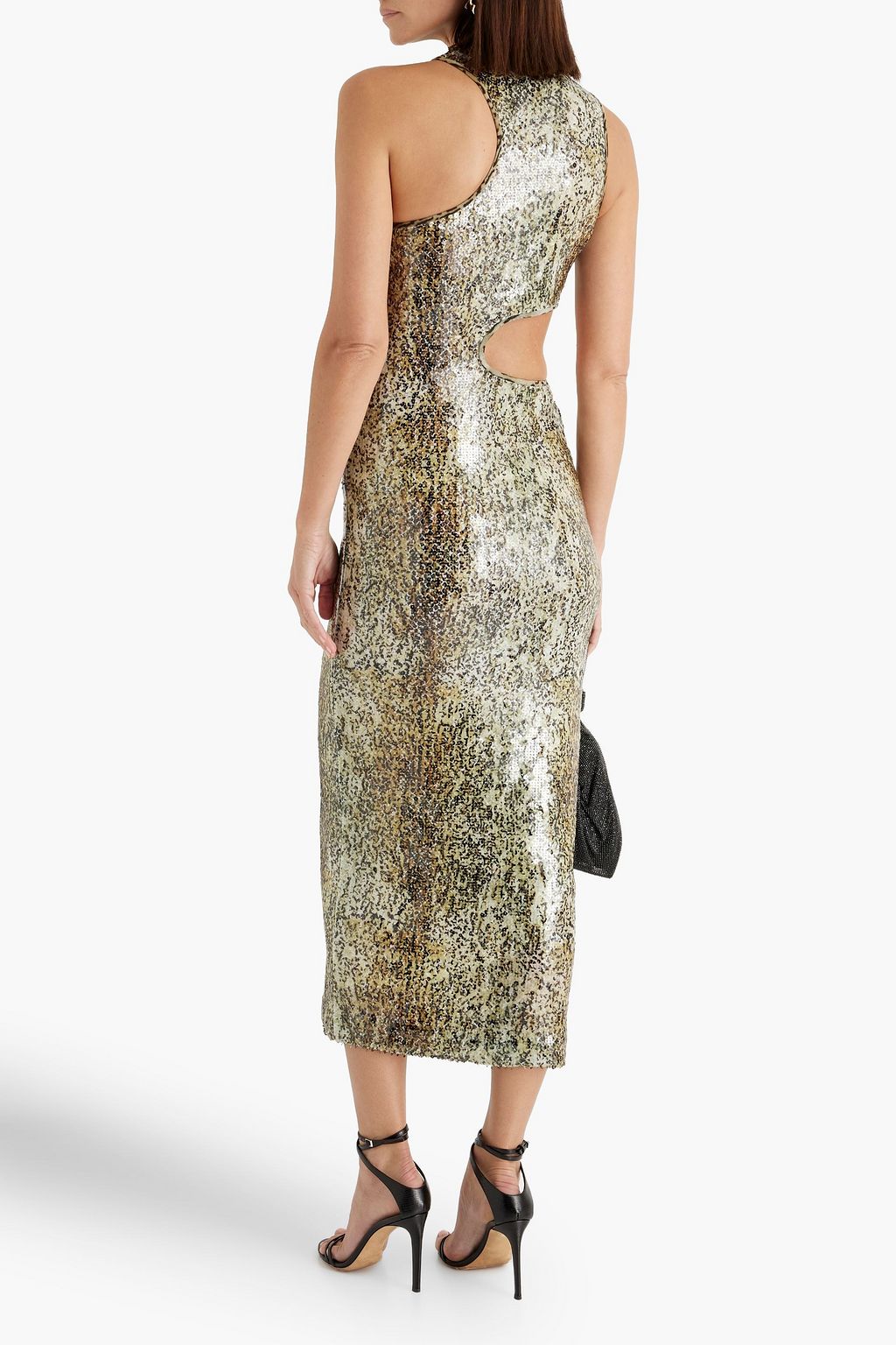 STELLA MCCARTNEY Cutout sequined mesh midi dress