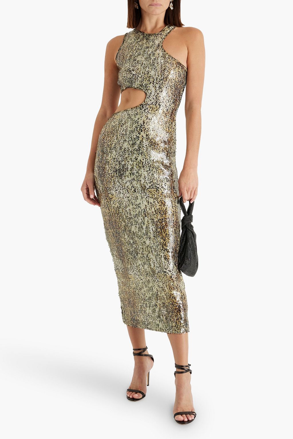 STELLA MCCARTNEY Cutout sequined mesh midi dress