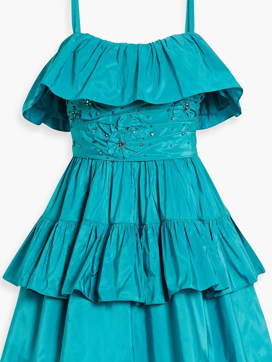 crystal-embellished ruffled taffeta mini dress