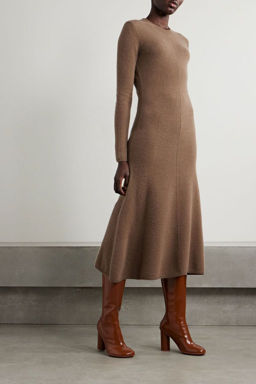 JOSEPH Brushed cashmere-blend midi dress