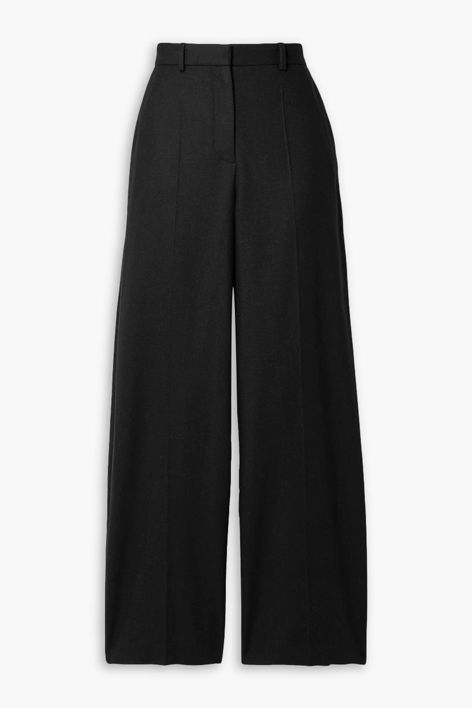 Joseph Alana Wool-blend Flannel Wide-leg Pants In Black