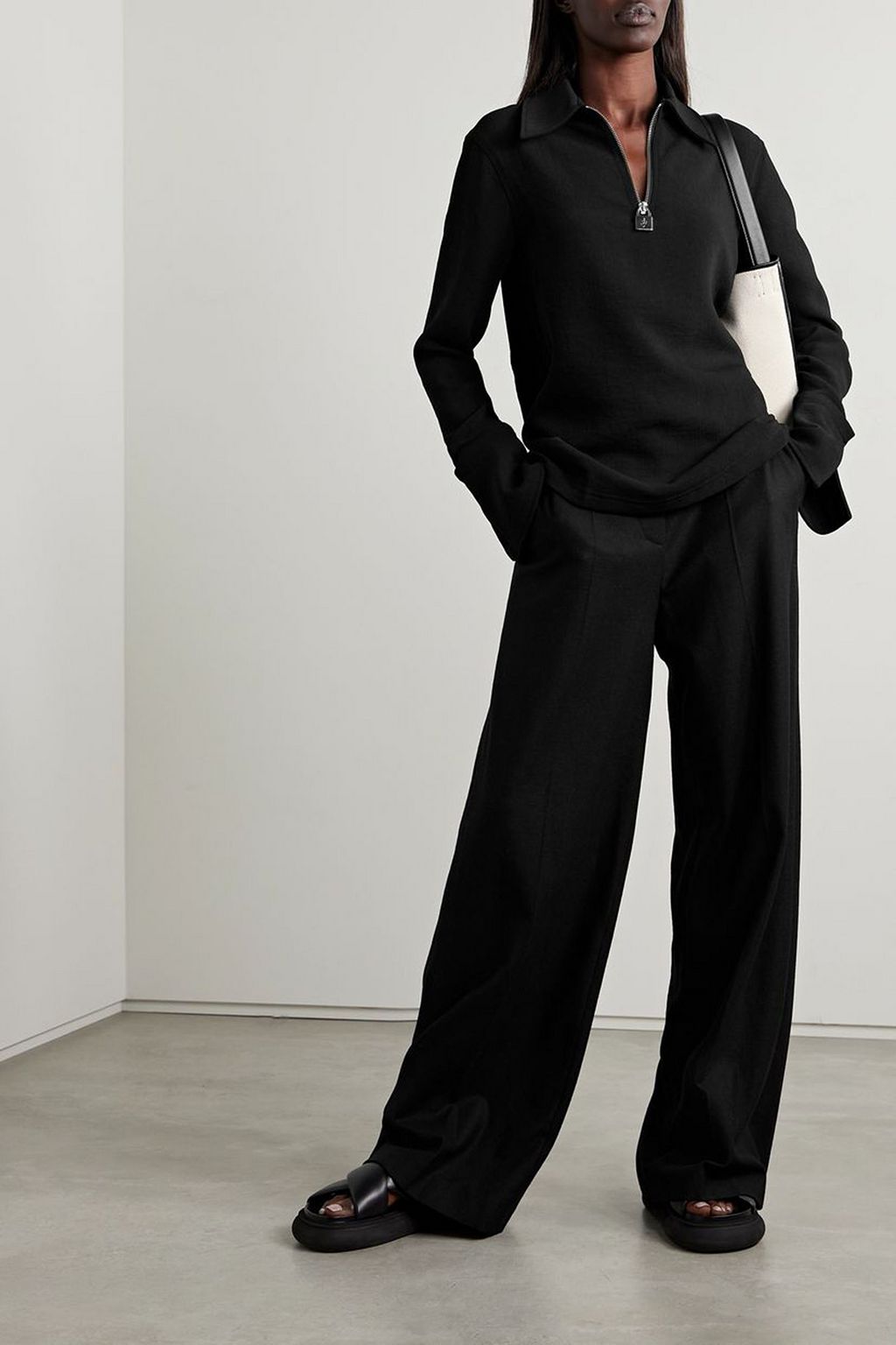 JOSEPH Alana wool-blend flannel wide-leg pants