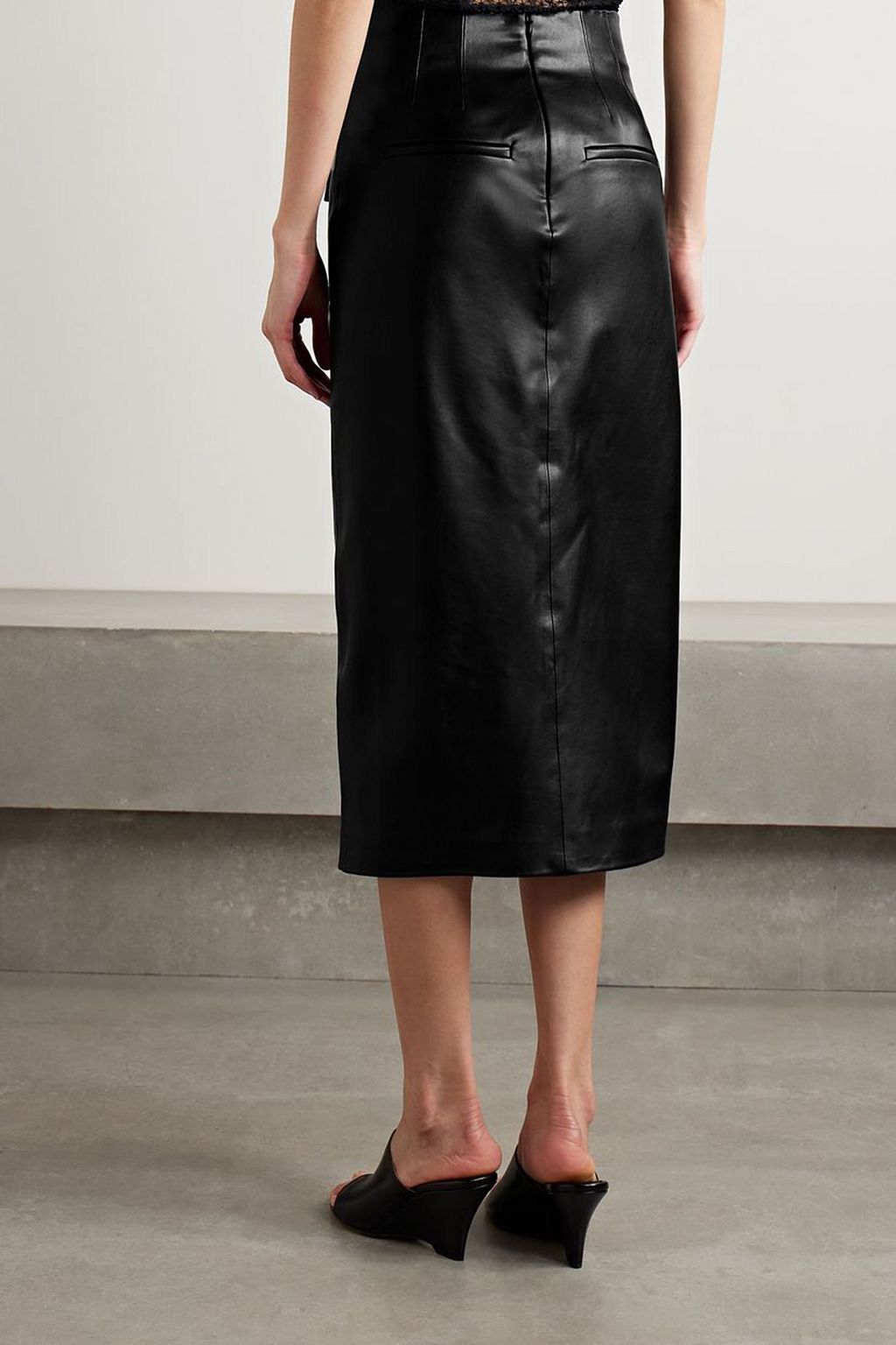 VERONICA BEARD Barrie faux leather midi skirt