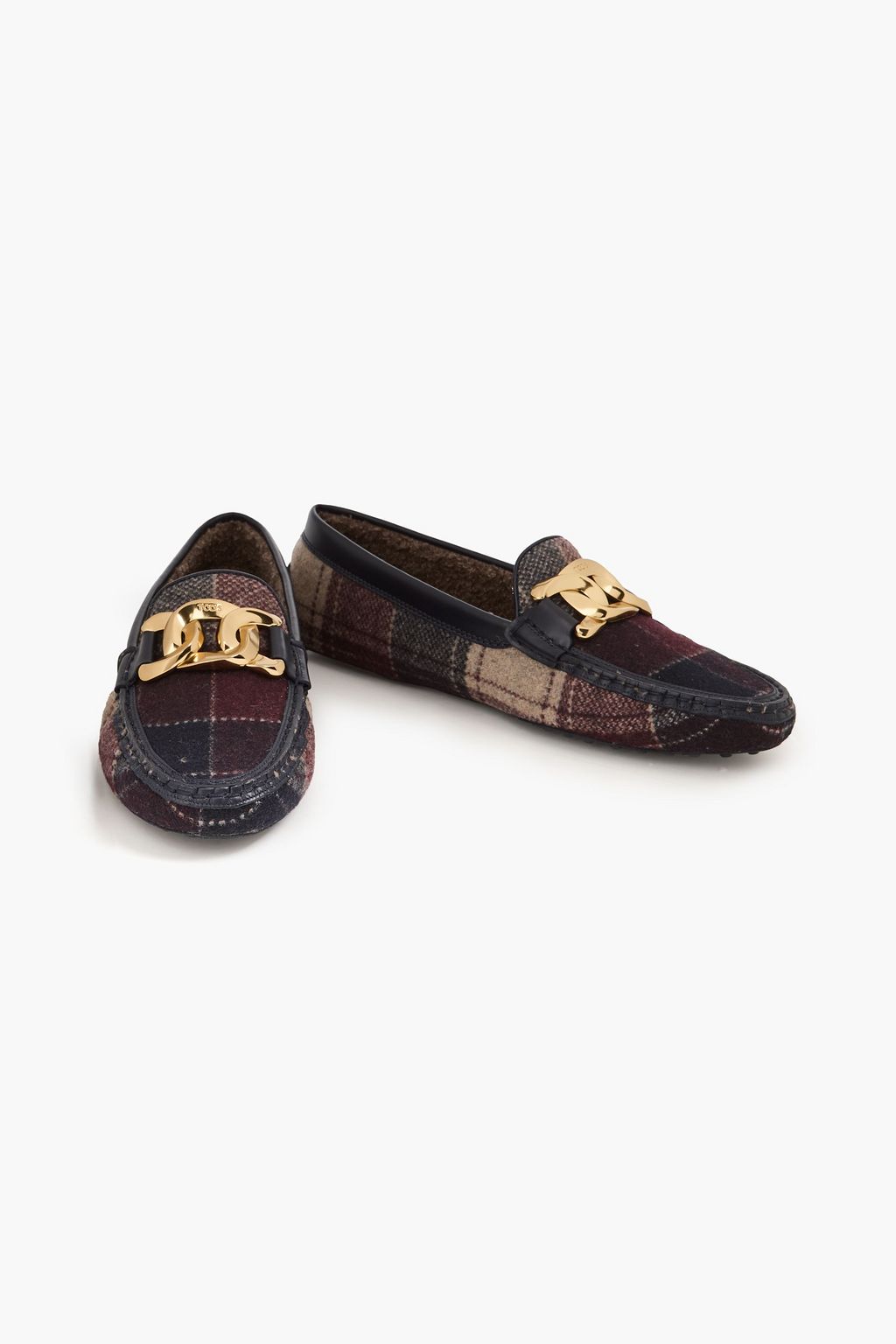 TOD'S حذاء لوفر من الفلانيل بنقشة مربّعات مزركش