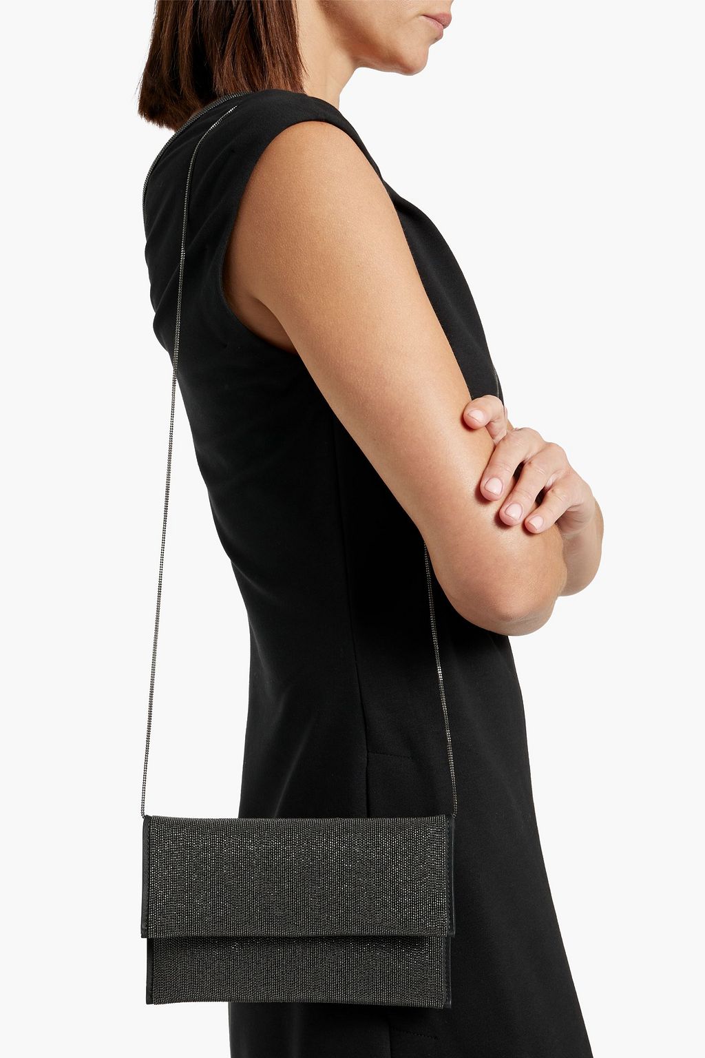 BRUNELLO CUCINELLI Bead-embellished leather cross-body bag