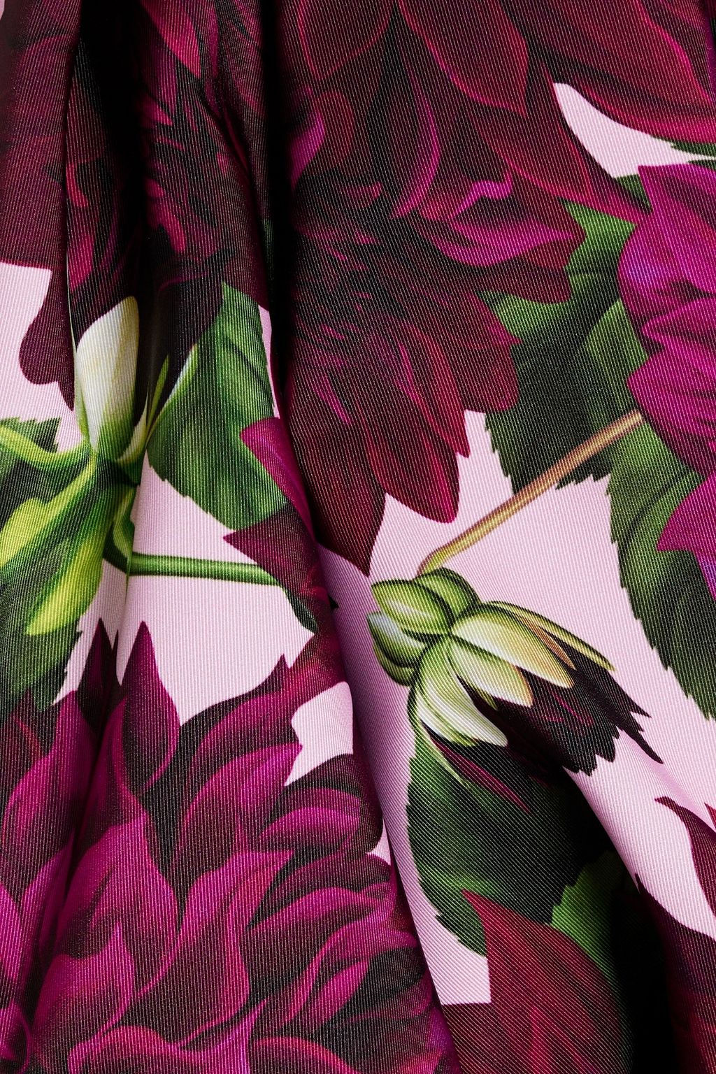 OSCAR DE LA RENTA One-shoulder floral-print faille dress