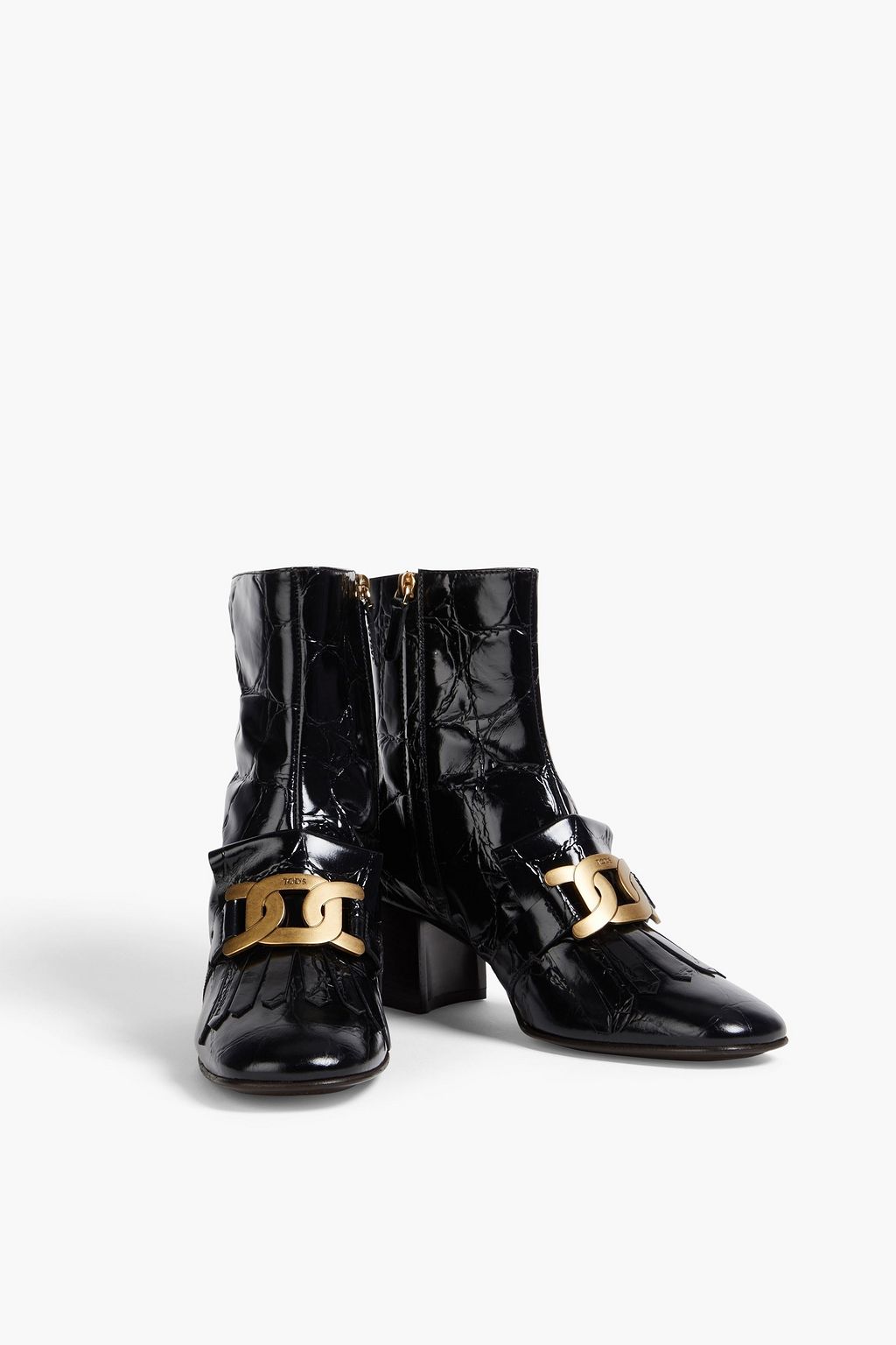 TOD'S Kate クロコ風レザー アンクルブーツ