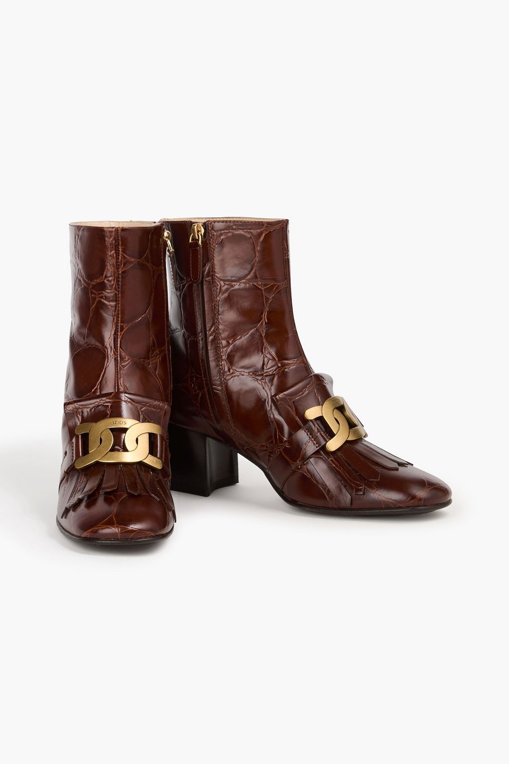 TOD'S Kate クロコ風レザー アンクルブーツ