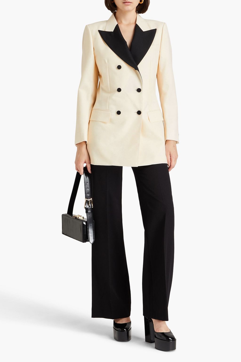 GUCCI Double-breasted two-tone wool and mohair-blend blazer