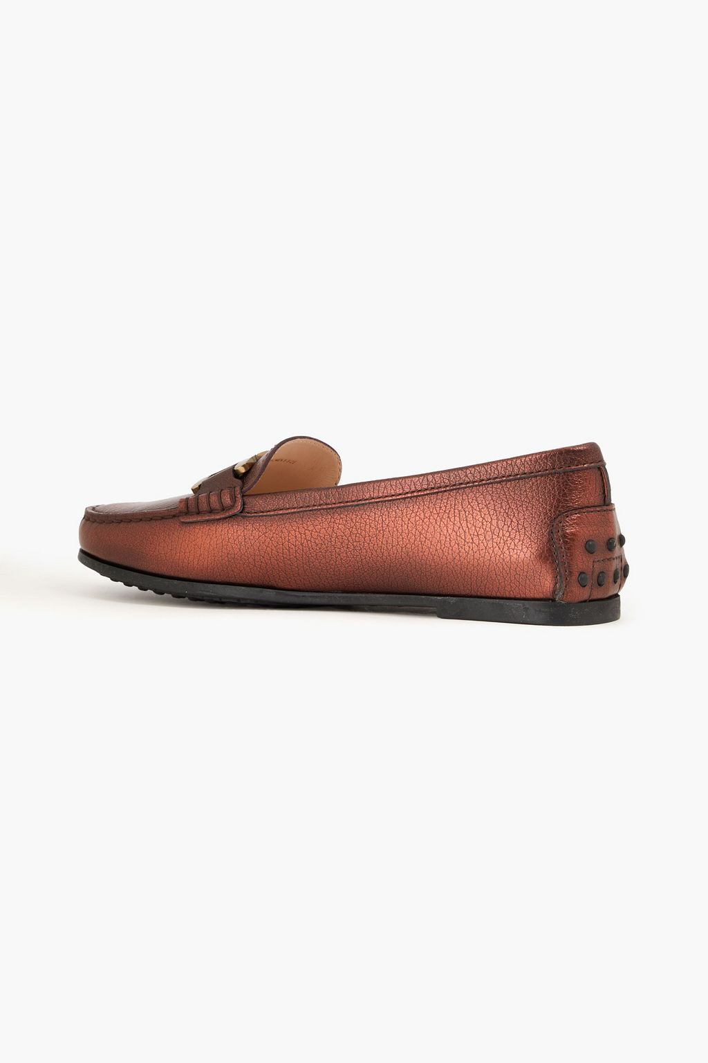 TOD'S Embellished textured-leather loafers