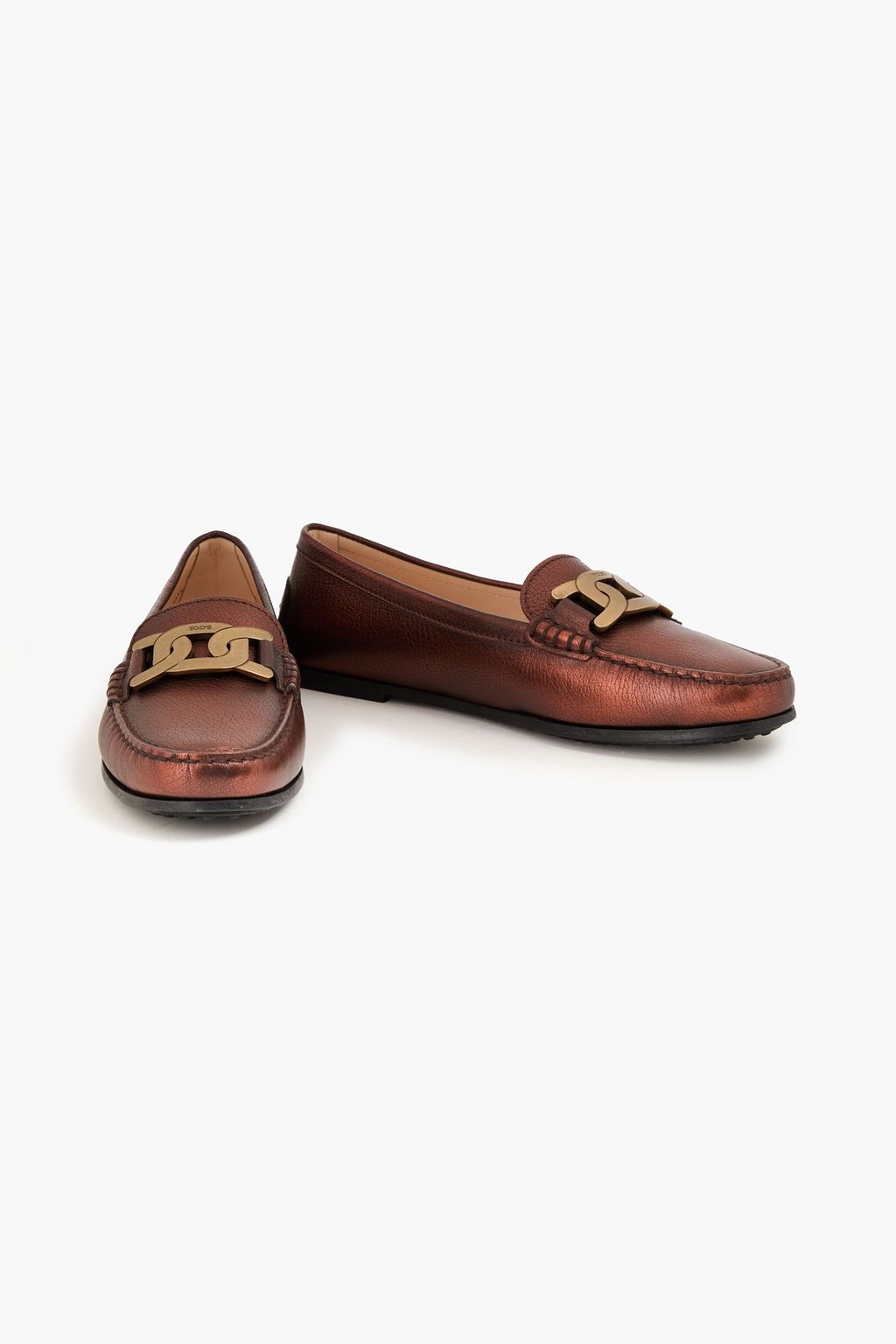 TOD'S Embellished textured-leather loafers