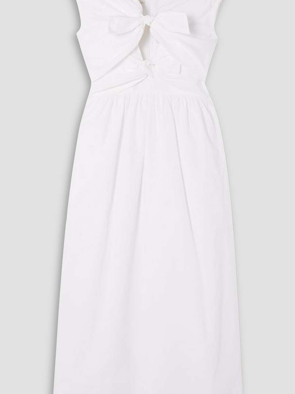 nina knotted cutout cotton-poplin midi dress