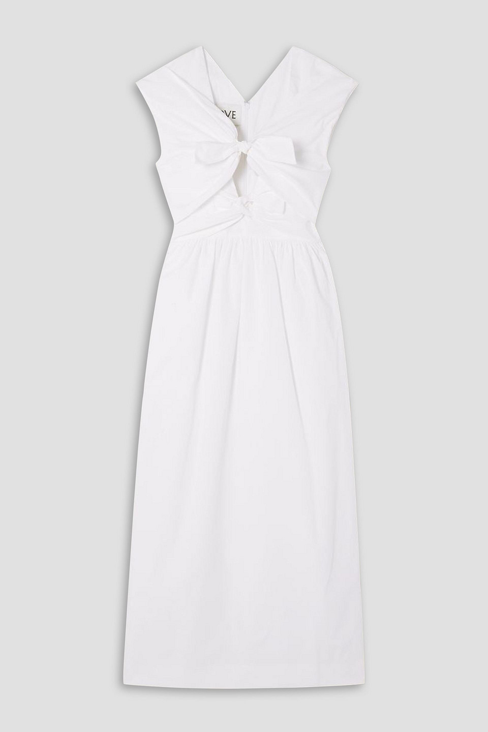 Tove Nina Knotted Cutout Cotton-poplin Midi Dress In White