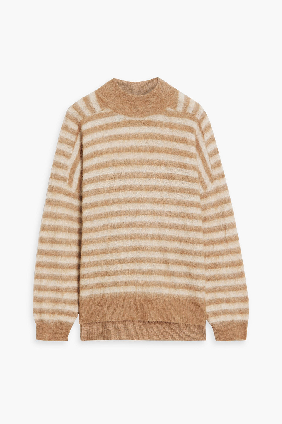 Brunello Cucinelli Bead-embellished Striped Knitted Sweater In Light Brown