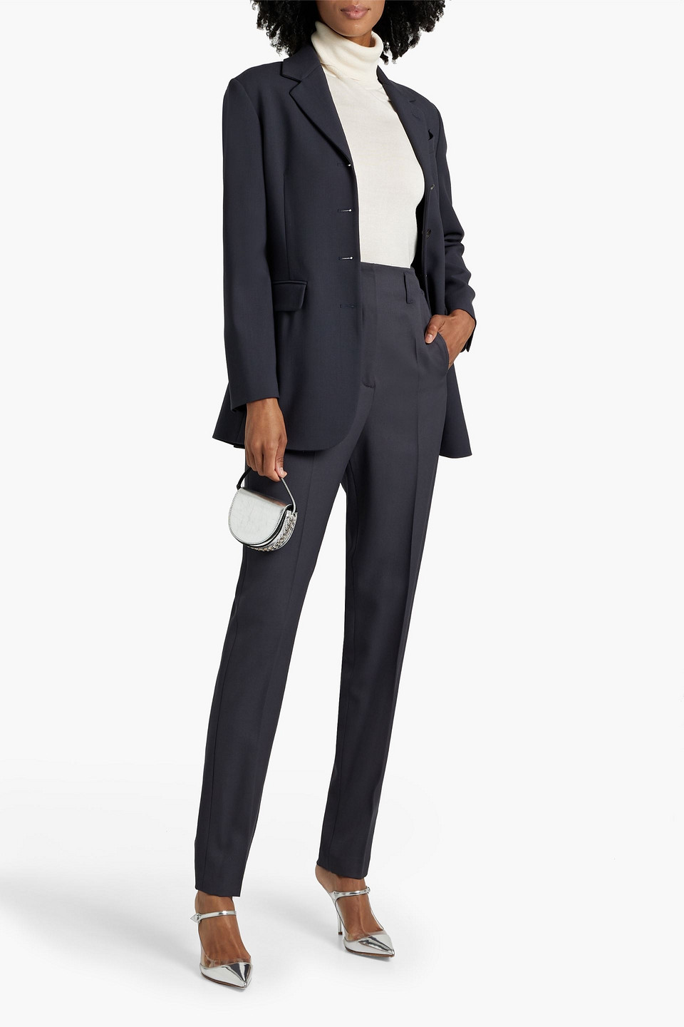 BRUNELLO CUCINELLI BEAD-EMBELLISHED WOOL-BLEND TWILL BLAZER