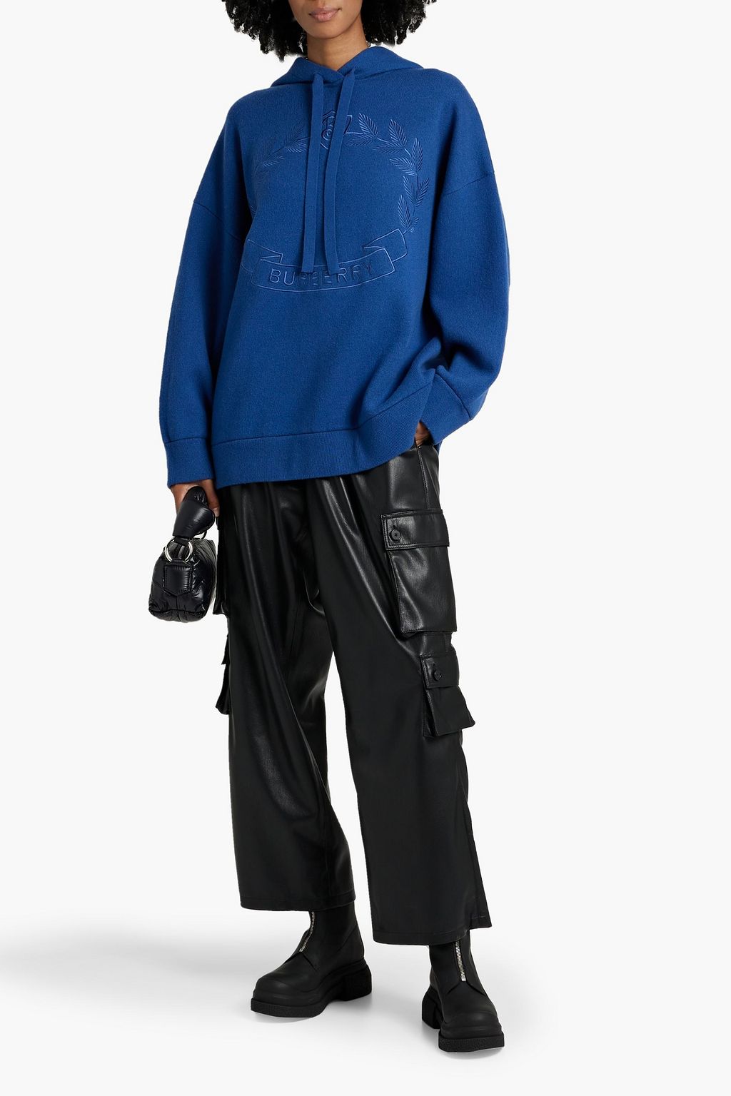 BURBERRY Embroidered cashmere-blend hoodie