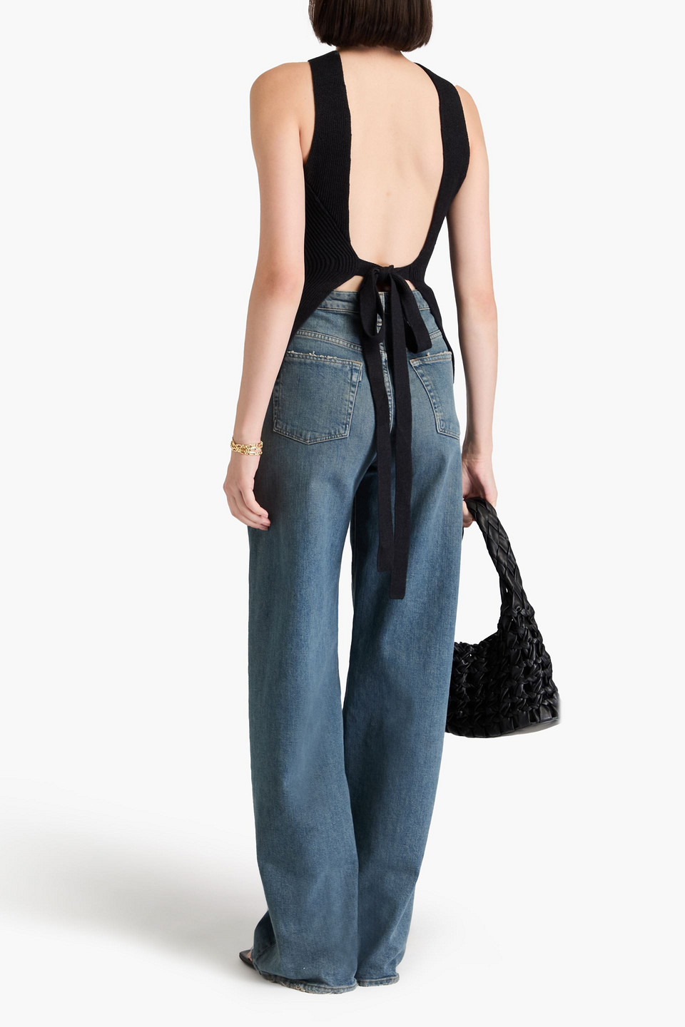 Joseph Ribbed Linen-blend Top In Black