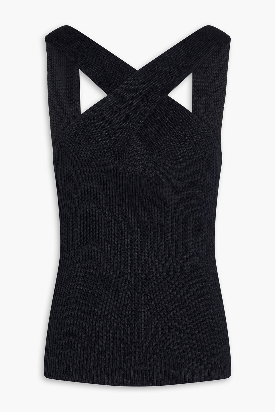 Joseph Ribbed Linen-blend Top In Black
