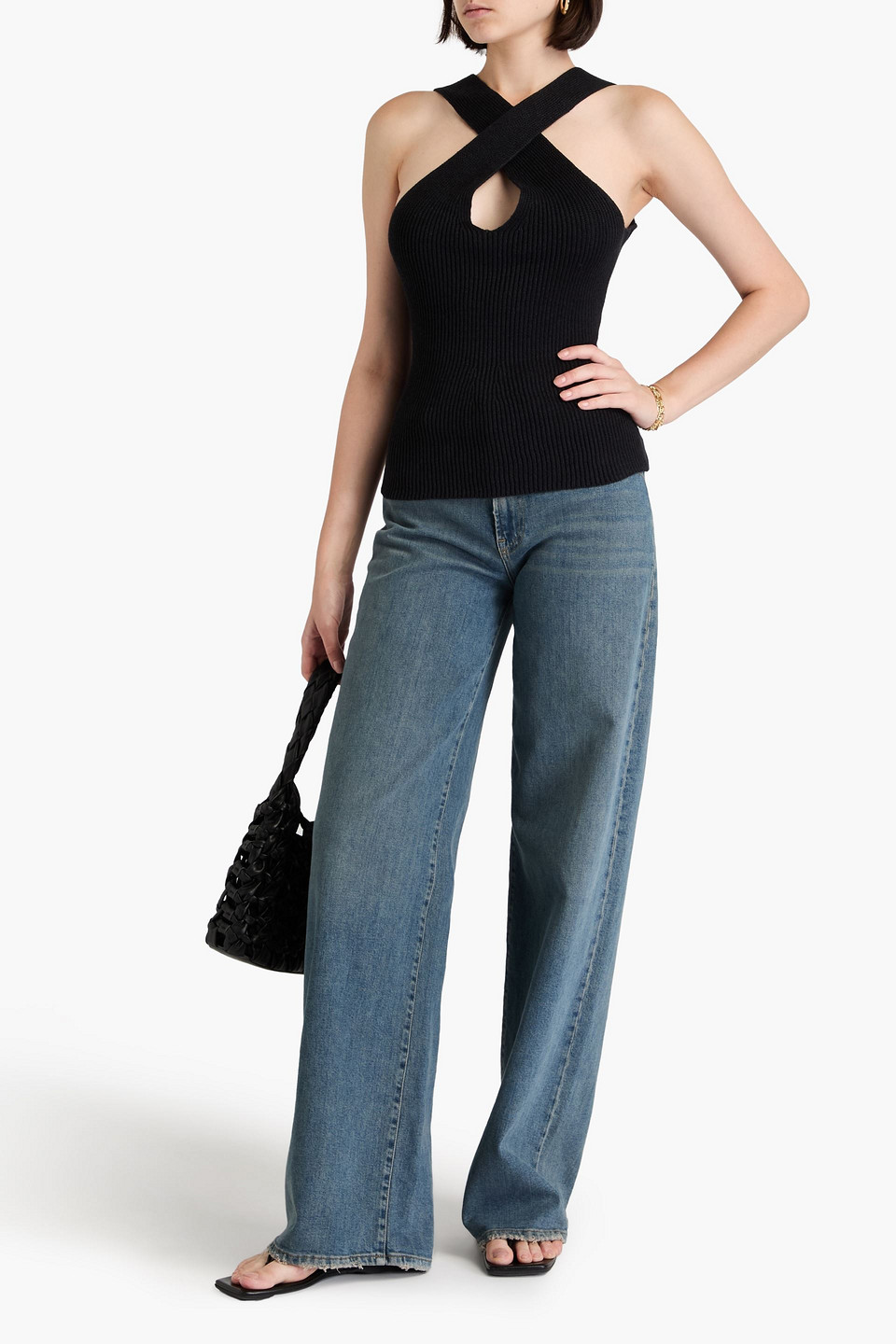 Joseph Ribbed Linen-blend Top In Black