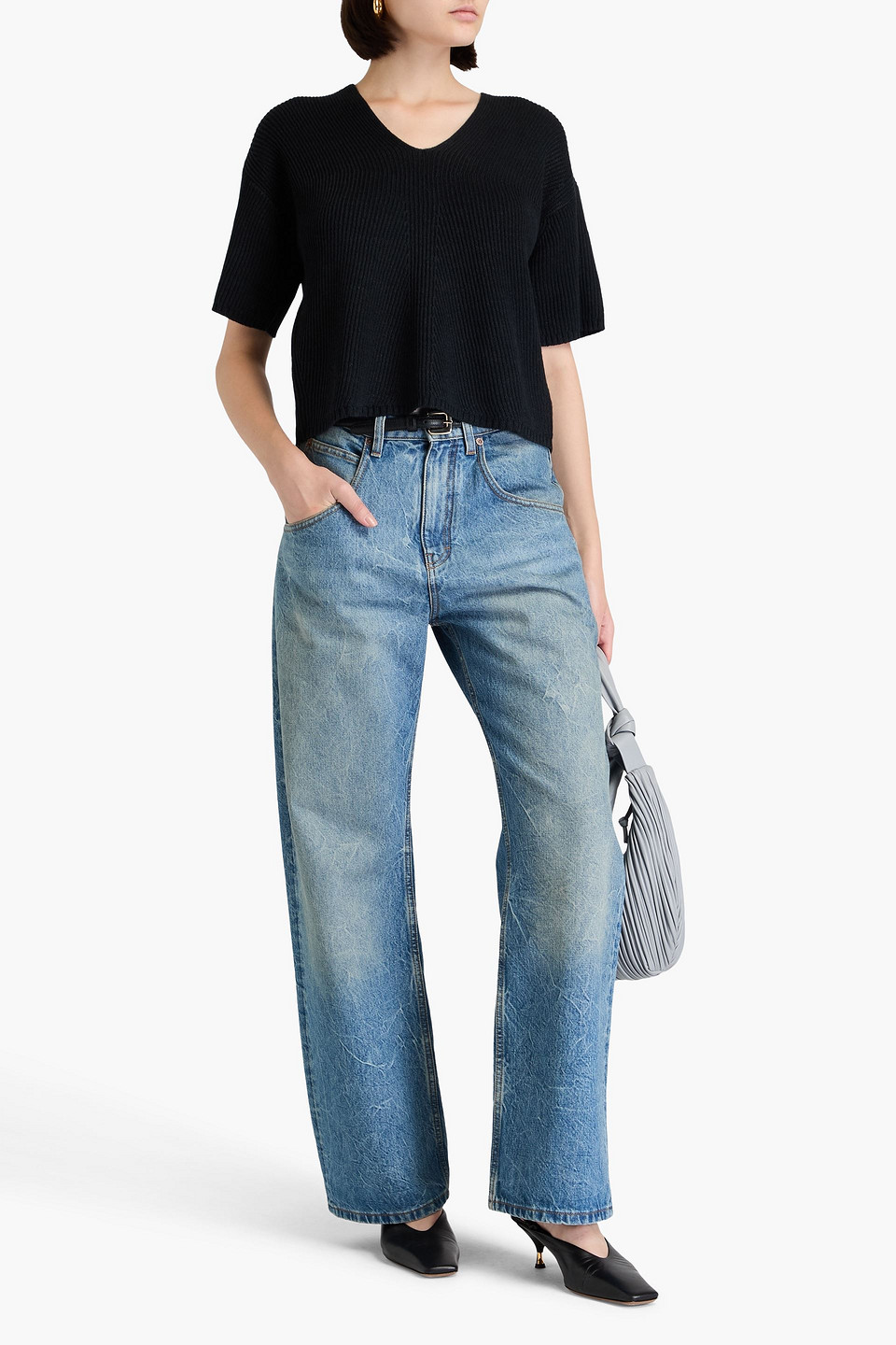 Joseph Ribbed Linen-blend Top In Black