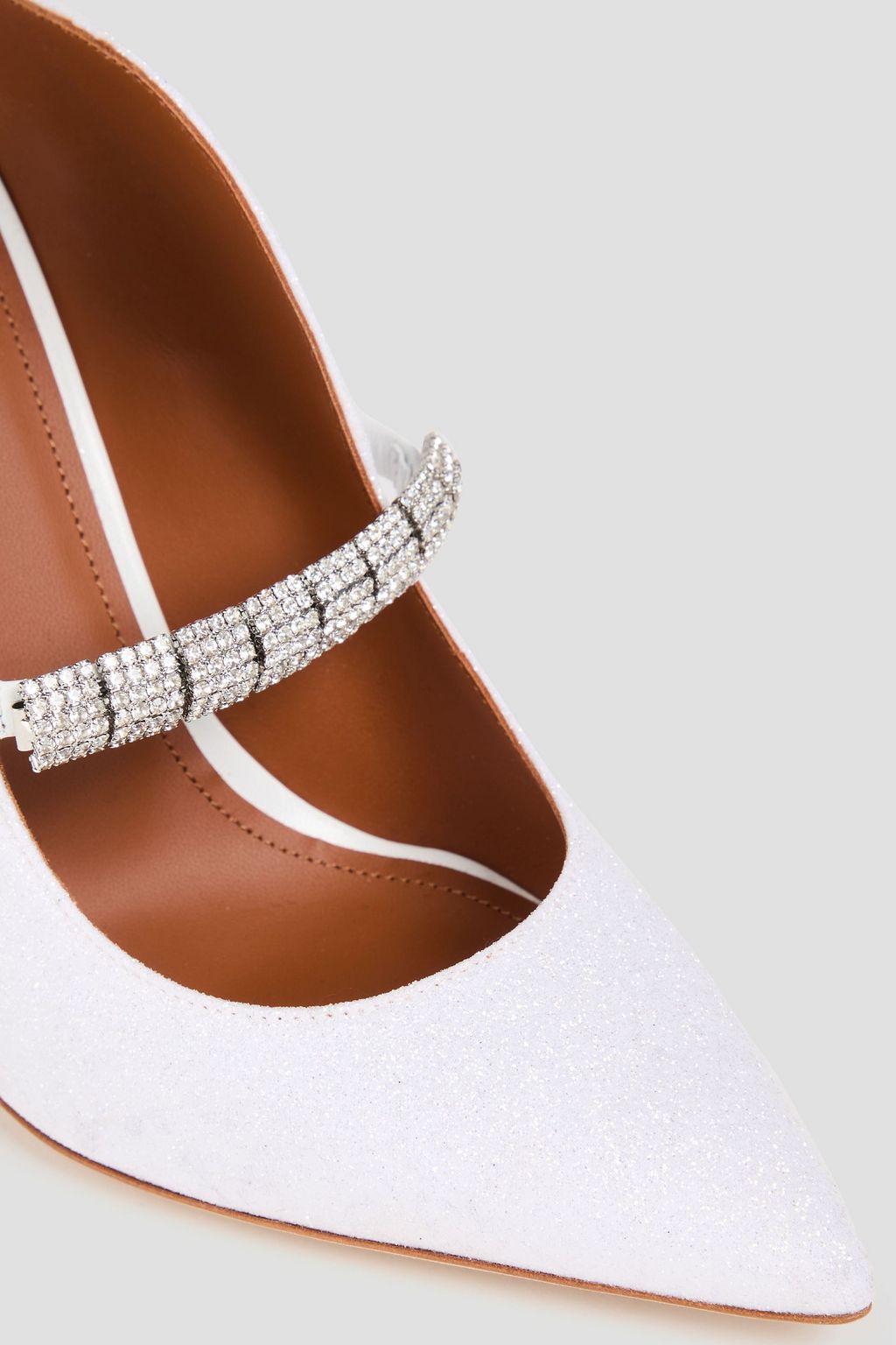 MALONE SOULIERS Bella 100 crystal-embellished glittered satin mules