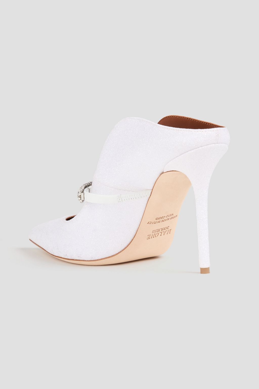 MALONE SOULIERS Bella 100 crystal-embellished glittered satin mules