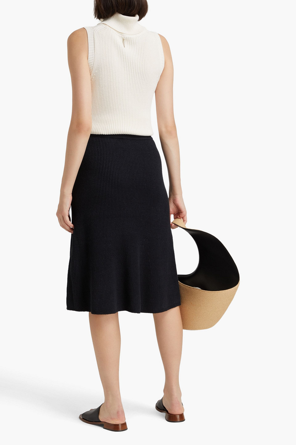 Joseph Ribbed Linen-blend Skirt In Black