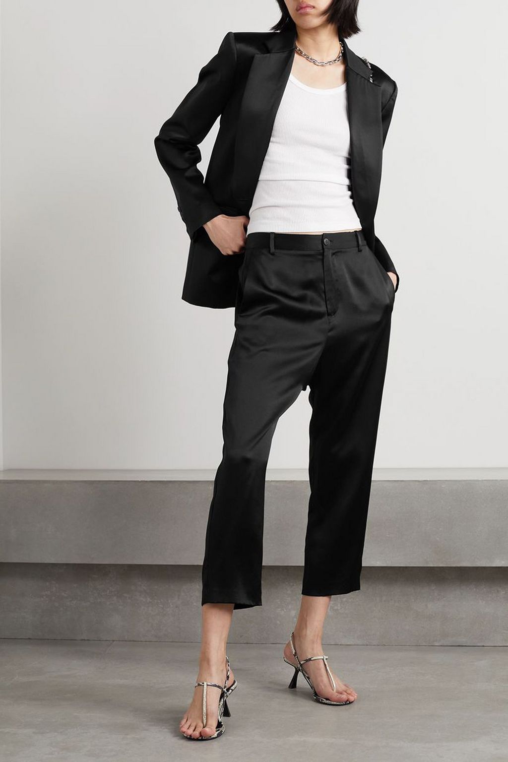 NILI LOTAN Silk-satin blazer