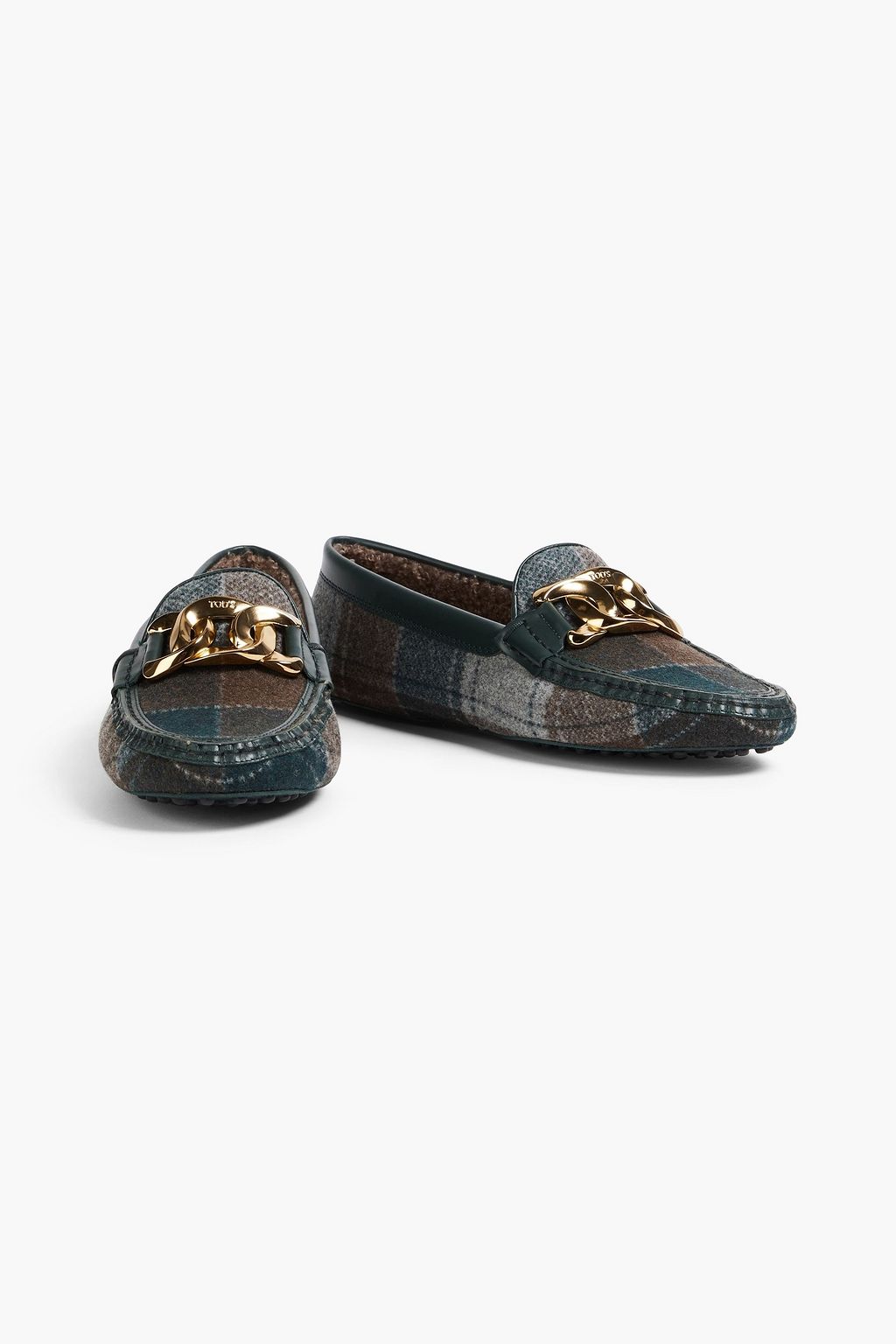 TOD'S حذاء لوفر من الفلانيل بنقشة مربّعات مزركش