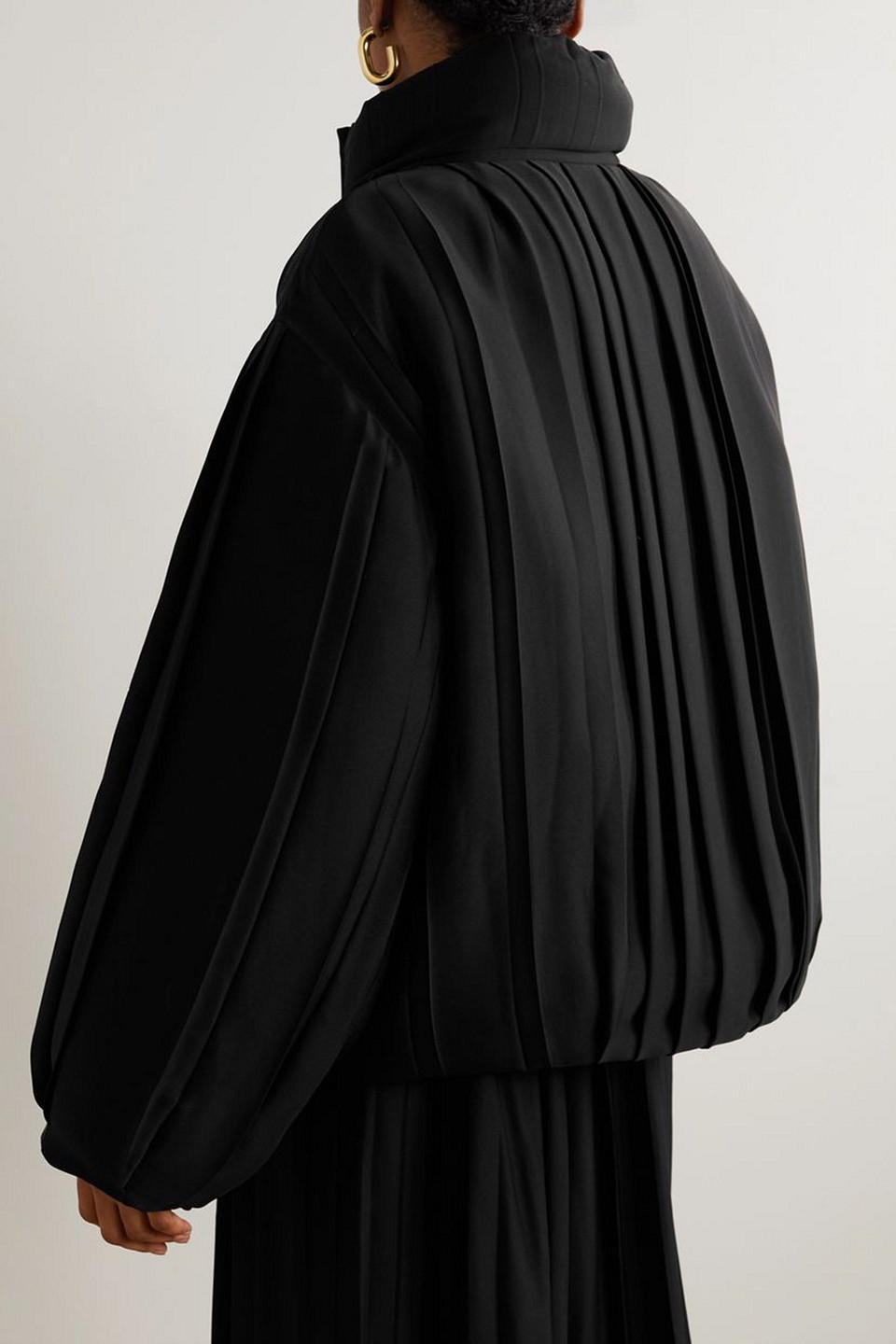 Joseph Hart Oversized Padded Plissé-satin Jacket In Black